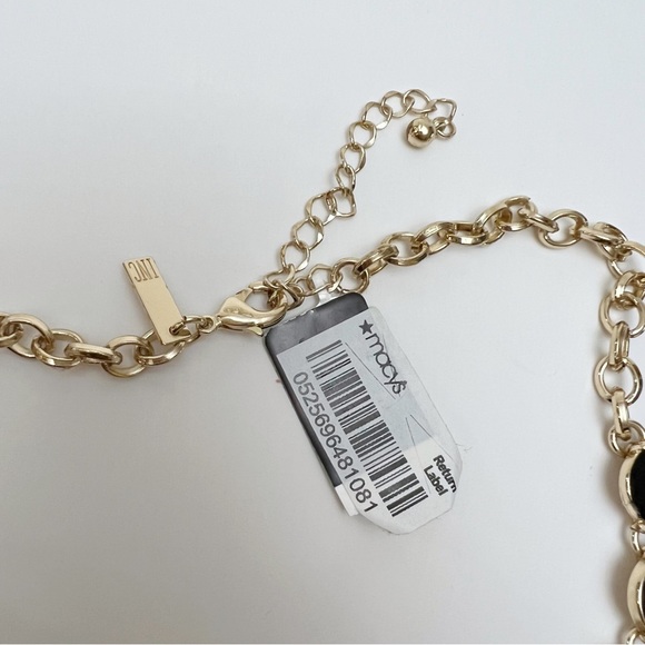 INC International Concepts Black Velvet Crystal Leaf Collar Statement Necklace - Picture 4 of 4